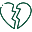Broken heart icon symbolizing legal support for divorce and separation in abuse-related cases.