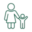 Parent and child icon representing emergency child custody and visitation orders for domestic violence survivors.