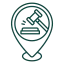 Gavel and location pin icon representing interstate custody services under the UCCJEA.
